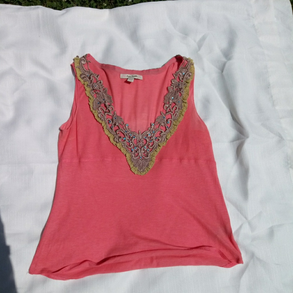 Free People Pink Embellished Tank Top
